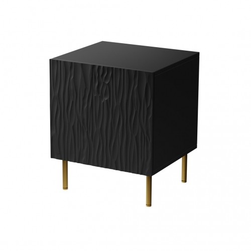 Cama Meble Bedside table 2 pcs. JUNGLE 53.5x40.5x44 black matt + golden legs image 1