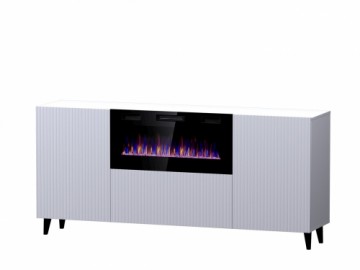 Cama Meble PAFOS chest of drawers with electric fireplace 180x42x82 cm white matt