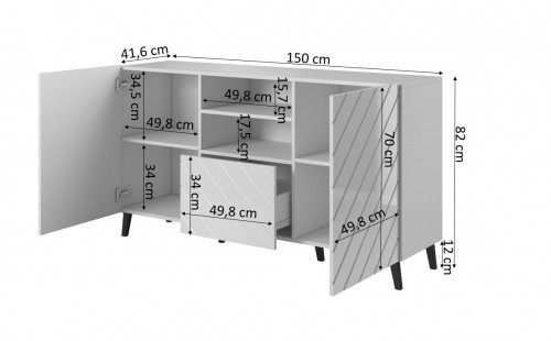 Cama Meble ABETO chest of drawers 150x42x82 graphite/gloss image 4