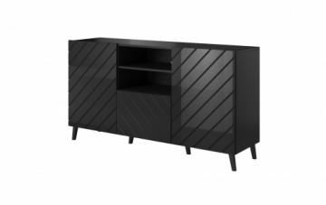 Cama Meble ABETO chest of drawers 150x42x82 gloss black/black