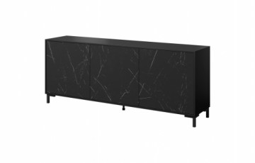 Cama Meble MARMO 3D chest of drawers 200x45x80,5 cm matte black/marble black