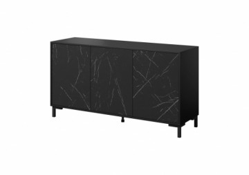 Cama Meble MARMO 3D chest of drawers 150x45x80.5 cm matte black/marble black