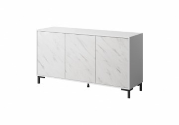 Cama Meble MARMO 3D chest of drawers 150x45x80.5 cm white matt/marble white