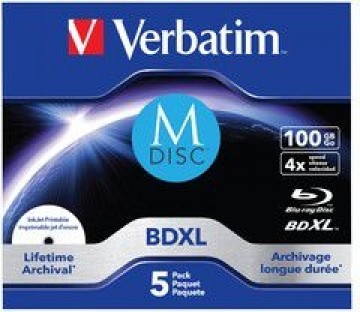 Verbatim 1x5 M-Disc BD-R Blu-Ray 100GB 4x Speed inkjet print (43834)