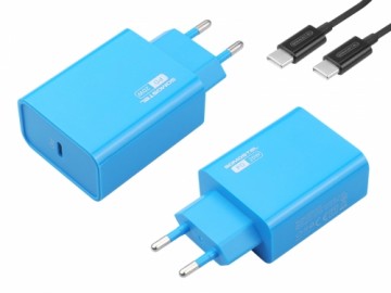 Somostel SMS-A78 tīkla lādētājs, 2 x USB, PD, 20 W + USB Type-C kabelis, zils
