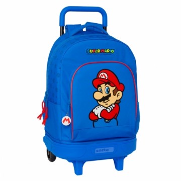 Школьный рюкзак с колесиками Super Mario Play Синий Красный 33 X 45 X 22 cm