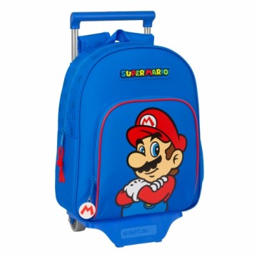 Школьный рюкзак с колесиками Super Mario Play Синий Красный 28 x 34 x 10 cm