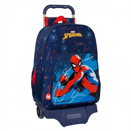 Skolas mugursoma ar riteņiem Spider-Man Neon Tumši Zils 33 x 42 x 14 cm image 1
