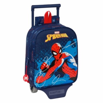 Skolas mugursoma ar riteņiem Spider-Man Neon Tumši Zils 22 x 27 x 10 cm
