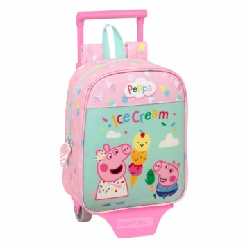 Школьный рюкзак с колесиками Peppa Pig Ice cream Зеленый Розовый 22 x 27 x 10 cm