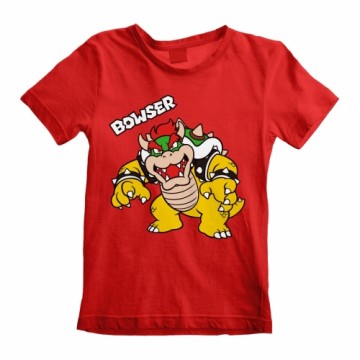 Krekls ar Īsām Piedurknēm Bērniem Super Mario Bowser Text Sarkans