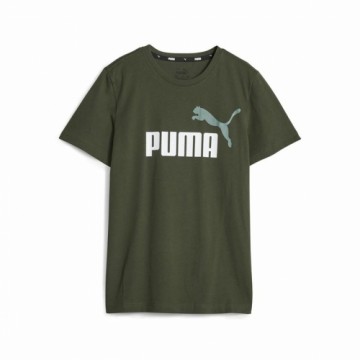 Детский Футболка с коротким рукавом Puma Ess+ 2 Col Logo Темно-зеленый