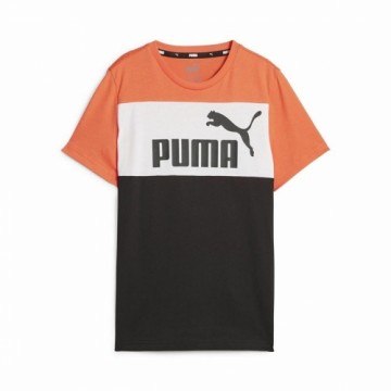 Krekls ar Īsām Piedurknēm Bērniem Puma Ess Block Melns Oranžs