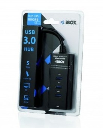 iBox IUH3FB interface hub 5000 Mbit/s Black image 3