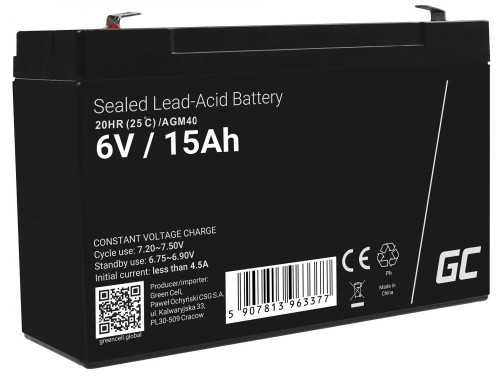 Green Cell AGM40 UPS battery Sealed Lead Acid (VRLA) 6 V 15 Ah image 1