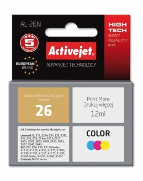 Activejet AL-26N Ink Cartridge (replacement for Lexmark 26 10N0026; Supreme; 12 ml; color)