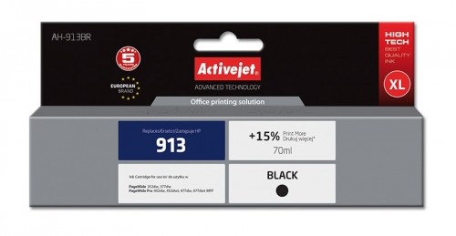 Activejet AH-913BR HP Printer Ink, Compatible with HP 913 L0R095AE; Premium;  70 ml;  black. Prints 15% more. image 1