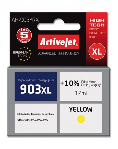 Activejet AH-903YRX ink (replacement for HP 903XL T6M11AE; Premium; 12 ml; yellow) image 1