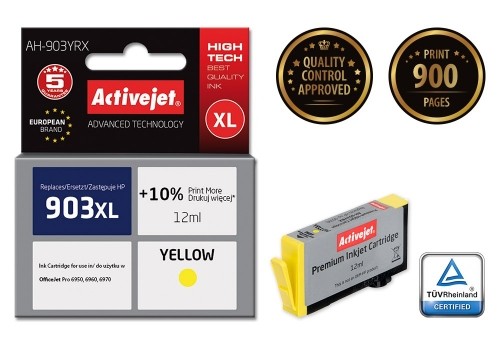 Activejet AH-903YRX ink (replacement for HP 903XL T6M11AE; Premium; 12 ml; yellow) image 2