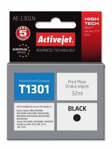 Activejet AE-1301N Ink cartridge (replacement for Epson T1301; Supreme; 32 ml; black) image 1