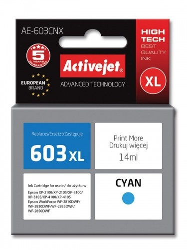 Activejet AE-603CNX ink (replacement for Epson 603XL T03A24; Supreme; 14 ml; cyan) image 1