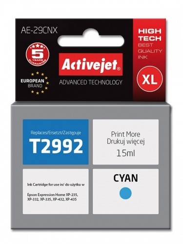 Activejet AE-29CNX Ink (Replacement for Epson 29XL T2992; Supreme; 15 ml; cyan) image 1