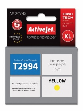 Activejet AE-29YNX Ink cartridge (replacement for Epson 29XL T2994; Supreme; 15 ml; yellow)
