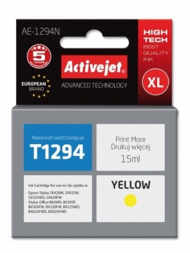 Activejet AE-1294N Ink cartridge (replacement for Epson T1294; Supreme; 15 ml; yellow)