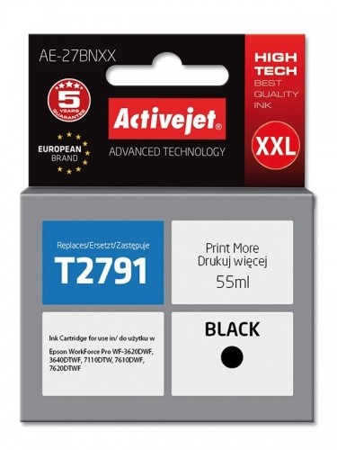 Activejet AE-27BNXX Ink cartridge (replacement for Epson 27XXL T2791; Supreme; 55 ml; black) image 1