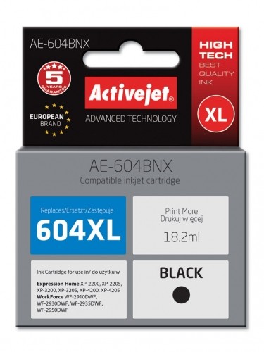 Activejet AE-604BNX Ink (replacement Epson 604XL C13T10H14010, 500 pages; 18,2 ml; Supreme; black) image 1