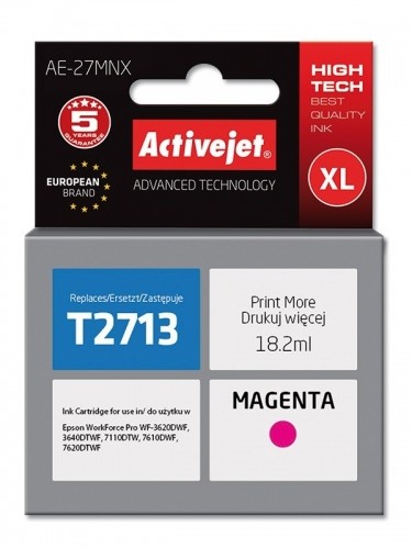 Activejet AE-27MNX Ink cartridge (replacement for Epson 27XL T2713; Supreme; 18 ml; magenta) image 1