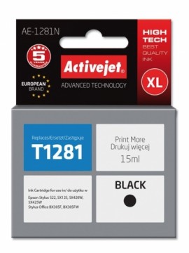Activejet AE-1281N Ink (replacement for Epson T1281; Supreme; 15 ml; black)