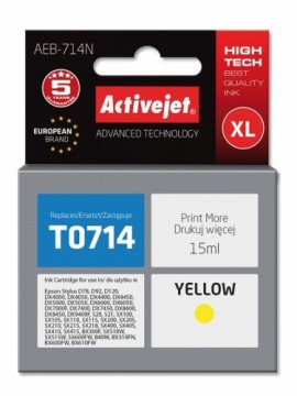 Activejet AEB-714N Ink cartridge (replacement for Epson T0714, T0894, T1004; Supreme; 15 ml; yellow)