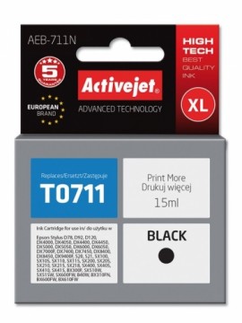 Activejet AEB-711N Ink cartridge (replacement for Epson T0711, T0891, T1001; Supreme; 15 ml; black)
