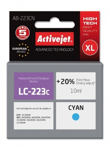 Activejet AB-223CN Ink (Replacement for Brother LC223C; Supreme; 10 ml; cyan) image 1