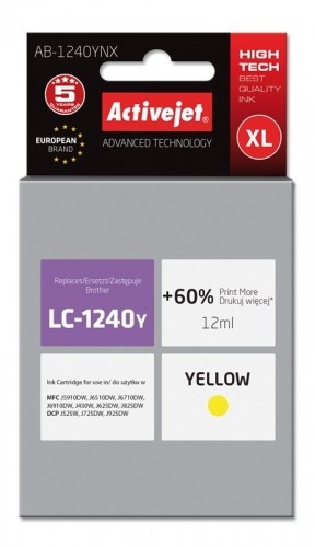 Activejet AB-1240YNX ink (replacement for Brother LC1220Bk/LC1240Bk; Supreme; 12 ml; yellow) image 1