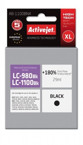 Activejet AB-1100BNX ink (replacement for Brother LC1100/LC980Bk; Supreme; 29 ml; black) image 1