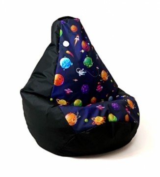 Go Gift Sako bag pouffe pear print black-planets XL 130 x 90 cm