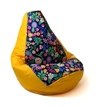 Go Gift Sako bag pouffe Pear print yellow-flower XL 130 x 90 cm