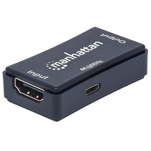 Manhattan HDMI Repeater, 4K@60Hz, Active, Boosts HDMI Signal up to 40m, Black, Three Year Warranty, Blister image 1