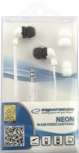 Esperanza EH147W headphones/headset Wired In-ear Music White image 2