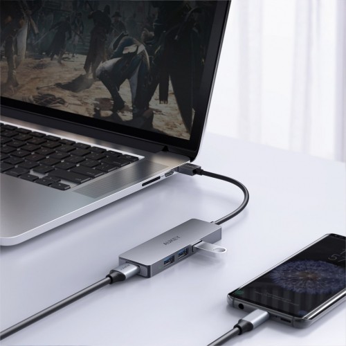 AUKEY CB-H36 Aluminium HUB USB-A | Ultra Slim | 4in1 | 4xUSB 3.0 | 5Gbps image 4