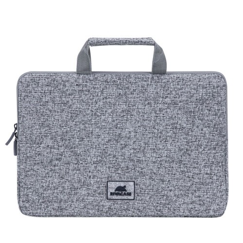 RIVACASE Anvik 13.3" Laptop sleeve, light grey, with handle, waterproof material, plush interior, back pocket for smartphone, business cards, accessories image 2