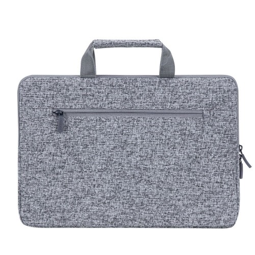 RIVACASE Anvik 13.3" Laptop sleeve, light grey, with handle, waterproof material, plush interior, back pocket for smartphone, business cards, accessories image 3