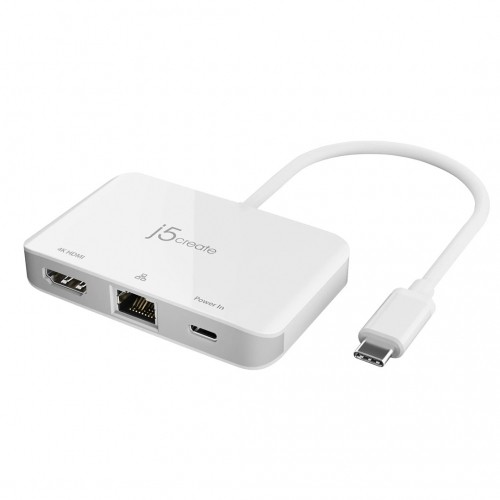 J5 Create Docking station j5create USB-C to 4K HDMI Ethernet Adapter 1x4K HDMI/1xUSB-C/1xRJ45 Gigabit; colour white JCA351-N image 1