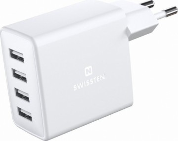 Swissten Smart IC Premium Tīkla Lādētājs USB 4 x USB 4A | 20W  Ar Automātisku Strāvas Stipruma Identifikāciju