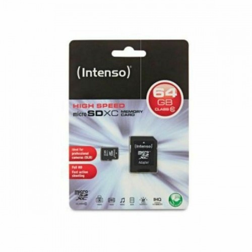 Mikro SD Atmiņas karte ar Adapteri INTENSO 3413490 64 GB Klase Nr. 10 / Klase 10 image 1