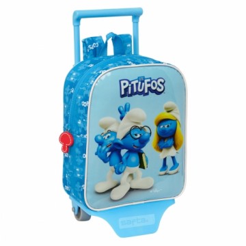 Школьный рюкзак с колесиками Los Pitufos Синий Небесный синий 22 x 27 x 10 cm