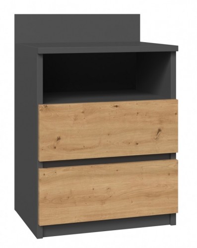Top E Shop Topeshop M1 ANTRACYT/ARTISAN nightstand/bedside table 2 drawer(s) Oak image 3