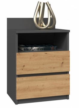 Top E Shop Topeshop M1 ANTRACYT/ARTISAN nightstand/bedside table 2 drawer(s) Oak